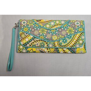Vera Bradley Floral Wristlet Clutch Wallet With Zippered Compartments & Card Slo